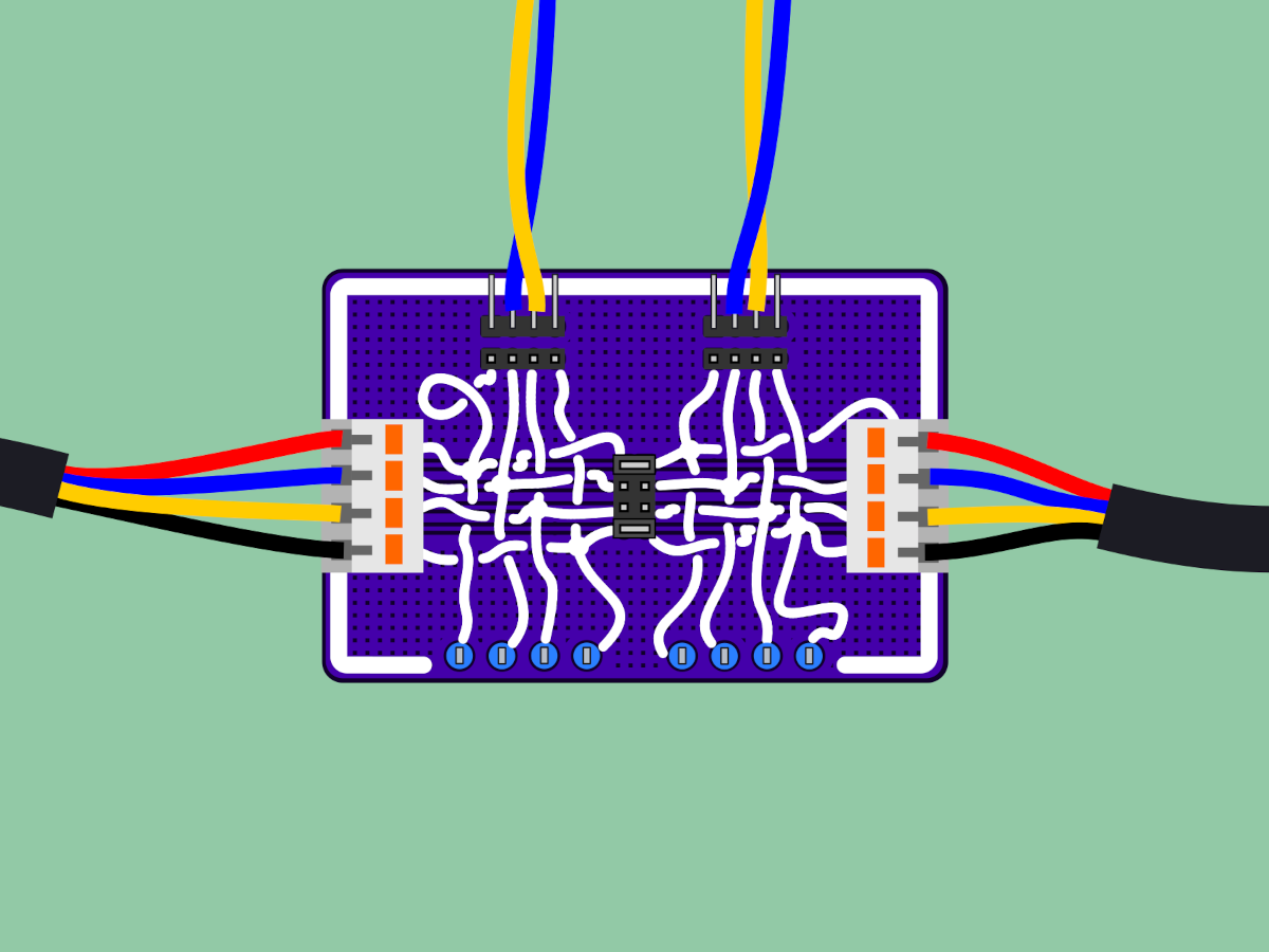 A diagram showing a Spy! Break! Inject! being used to modify a signal on the fly.